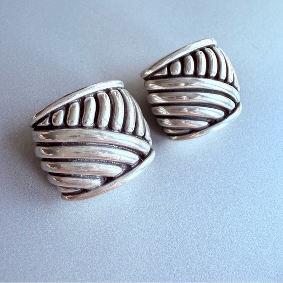 Vintage Barry Kieselstein-Cord Large Clip On Cable Sterling Silver Earri… - Picture 4 of 13